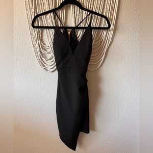 Asymmetrical Open Back Little Black Dress XXS